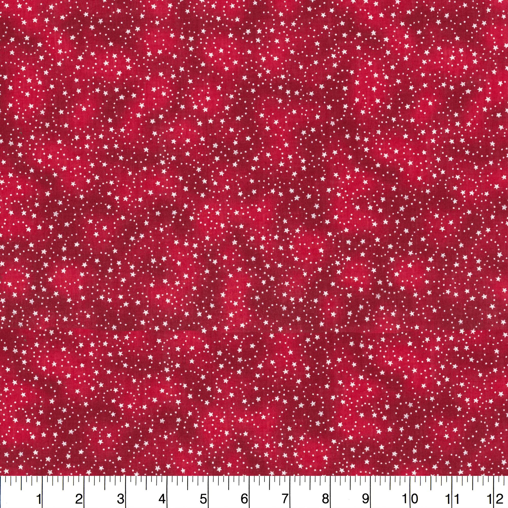 Fabric Traditions Red Swirling Stars Cotton Fabric